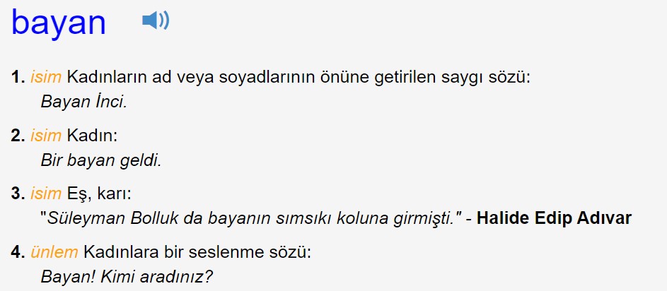 TDK - bayan ne demektir?